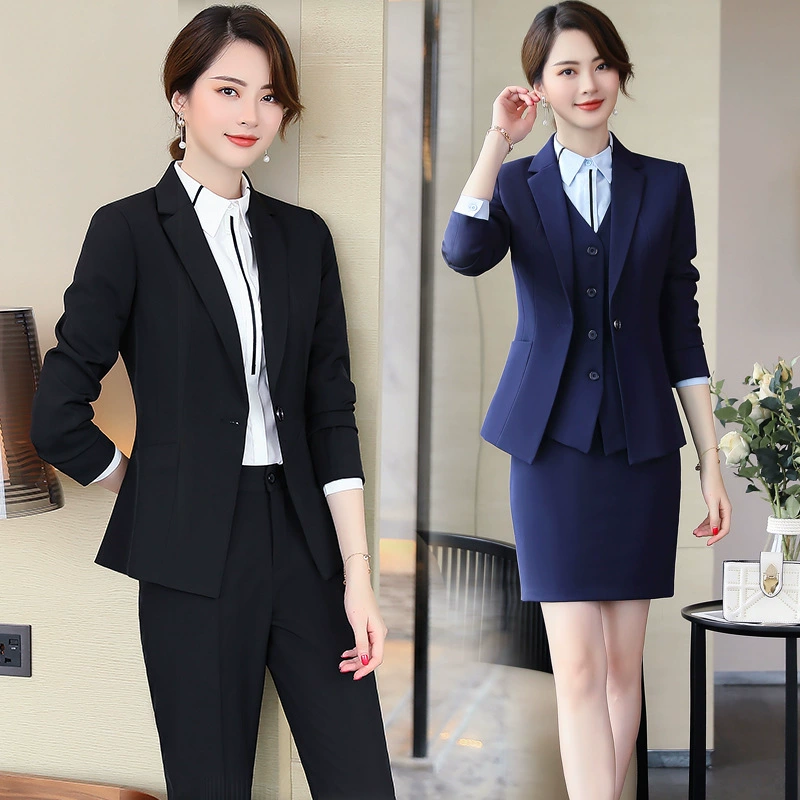 Рабочая одежда для регистрации отеля Осенне-зимняя одежда Профессиональный костюм Женский салон красоты Кассир Платье для интервью с продавцом