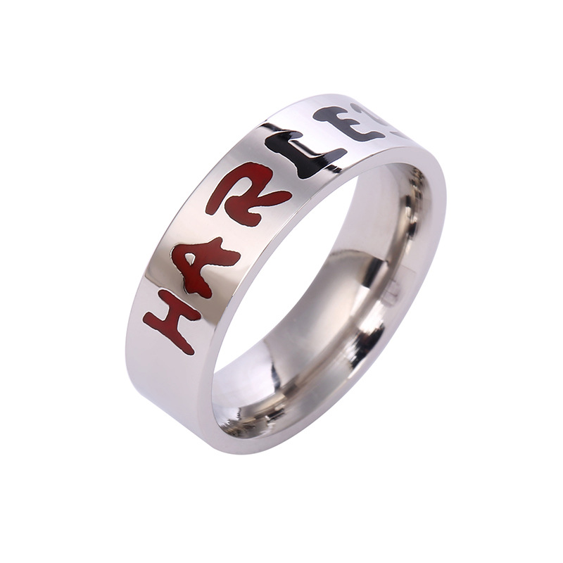 Transfronterizo europeo y americano estilo titanio anillo de acero par anillo de molienda pegamento esmalte de acero inoxidable joyería suministro directo de fábrica