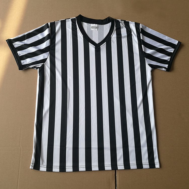 Men's V-neck short-sleeved ball clothes top breathable moisture wicking sublimation black and white striped referee training clothes T-shirt Men's V-neck short-sleeved ball clothes top breathable moisture wicking sublimation black and white striped referee training clothes T-shirt