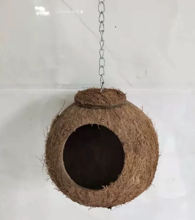 Натуральное гнездо из кокосовой скорлупы для мелких птиц, таких как мелочь, хомяки, попугаи, попугайи, для разведения (доставка не включена)