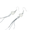 Silver fashionable trend earrings, Korean style, flowered, wholesale