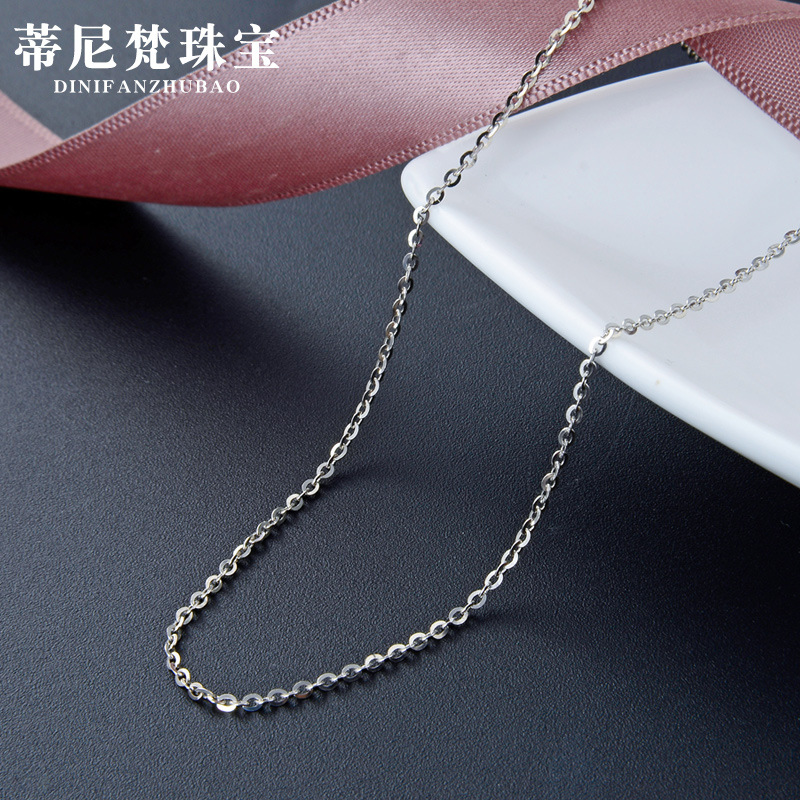 S925 collar de plata esterlina cadena de las mujeres flash cadena en forma de o no colgante cadena de plata suéter cadena de clavícula cadena desnuda cadena cruzada cadena