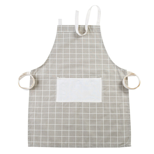 Japanese cotton and linen checkered apron sleeveless kitchen anti-stain thick waistcoat cooking protective clothing adult cover-up for women
