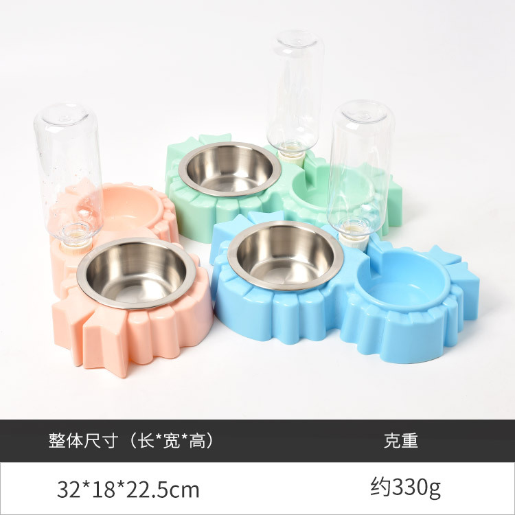 Pet bebedero perro automático beber doble tazón gato arroz tazón de acero inoxidable perro tazón vajilla suministros en stock al por mayor