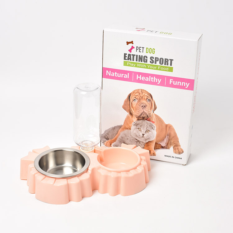 Pet bebedero perro automático beber doble tazón gato arroz tazón de acero inoxidable perro tazón vajilla suministros en stock al por mayor