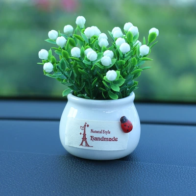 Car ornaments simulation car ceramic potted car decoration plant car creative perfume aromatherapy accessories (Car ornaments) - white-auspicious-fruit-white-bottle-carton-packaging