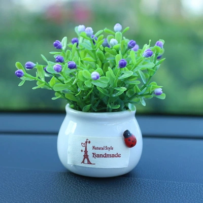Car ornaments ceramic potted car decoration - purple-auspicious-fruit-white-bottle-carton-packaging