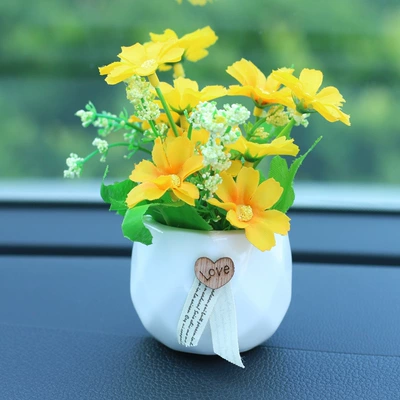 Car ornaments creative perfume aromatherapy accessories - yellow-jump-blue-chrysanthemum-white-bottle
