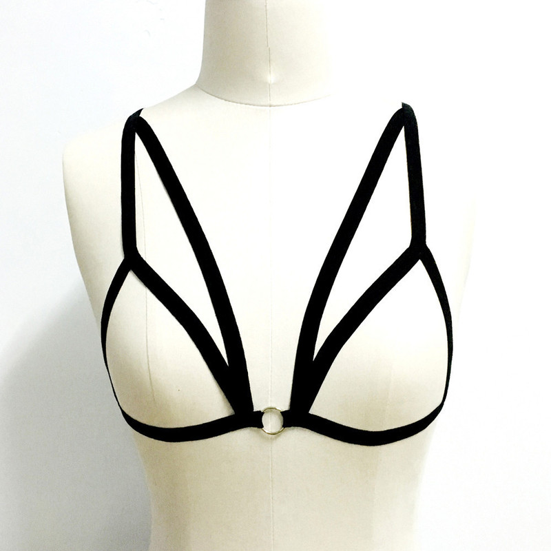 Women Gothic Elastic Strap Bra Cage Crop Top Underwear Strap Strap Accessories Multicolor Available