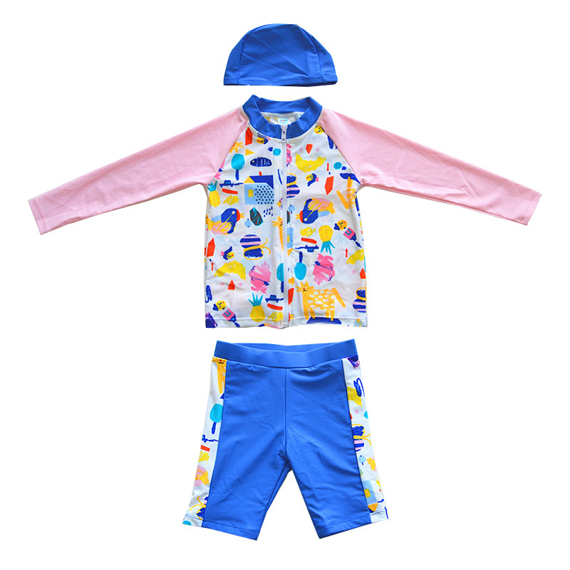 Fuchsia cartoon split long-sleeve, set, 3 piece set