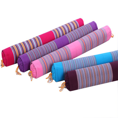 双人枕头老粗布颈椎枕头糖果圆柱带枕芯套荞麦壳填充家纺床品代发