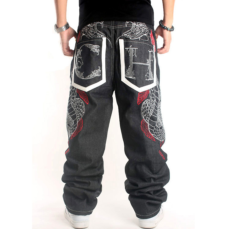 Europa y América hip hop HIPHOP hip hop pantalones vaqueros de moda de los hombres del bordado flojo del monopatín de moda más tamaño