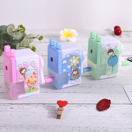 Cartoon pencil sharpener, creative hand-cranked pencil sharpener, new pencil sharpener, children's pencil sharpener, student learning