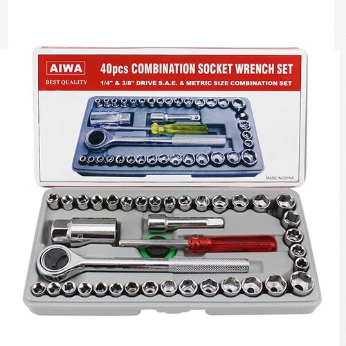 40-piece tool socket wrench, car and motorcycle repair tools, ratchet wrench, hexagonal combination set