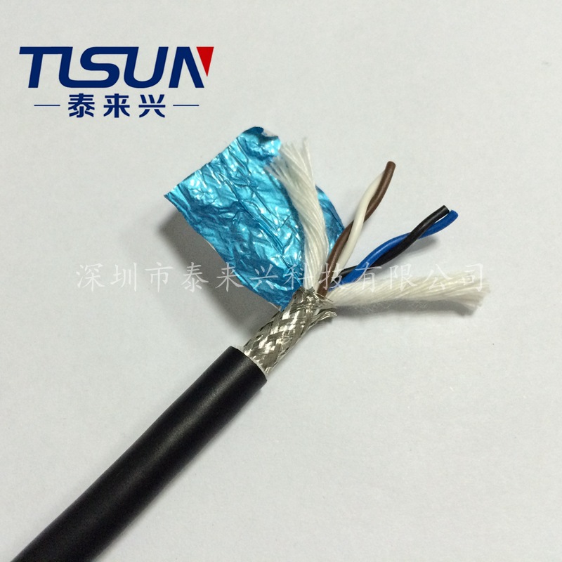 泰来兴实地工厂供应PUR电缆PUR-CY 2*2*22AWG 聚氨酯柔性屏蔽电缆