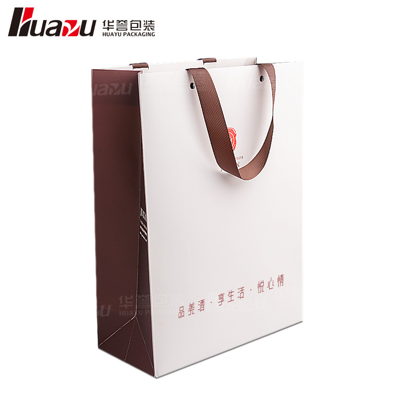 现货红酒手提袋 装红酒的袋子双支装纸袋礼品袋 批发白卡纸包装袋