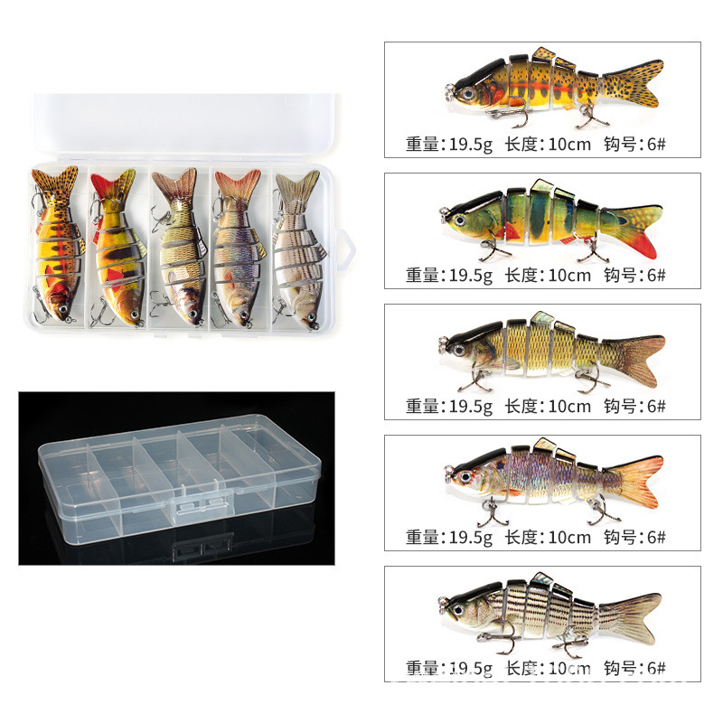 Venta al por mayor de fábrica transfronteriza simulación de Venta caliente multi-Sección pescado 10cm-six-6 sección Luya cebo duro cebo falso