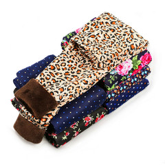 Children's New Fleece Warm Leggings with Floral Leopard Print Thick Long Pants for Boys and Girls Wholesale