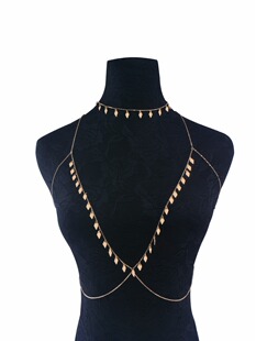 Body Jewelry Bikini Bra Chain Long Necklace on the Beach Body Chain Jewelry Available in Two Colors