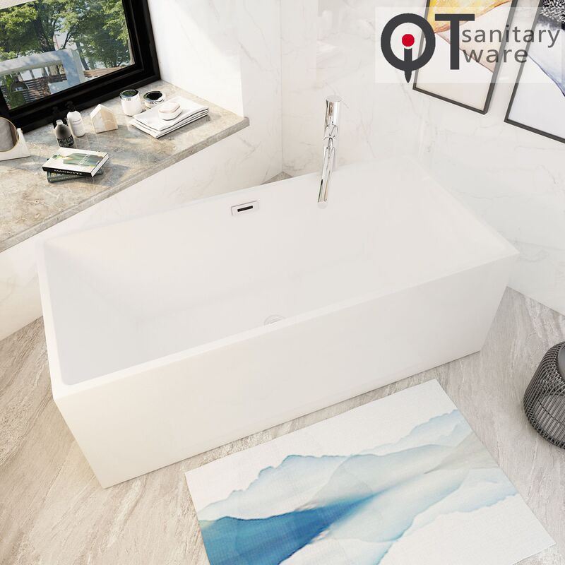 Thin Side Rectangular Acrylic Adult Toilet Engineering Bathtub Hotel Family Simple Bathtub QT-007 Thin Side Rectangular Acrylic Adult Toilet Engineering Bathtub Hotel Family Simple Bathtub QT-007