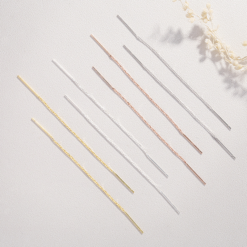 925 Sterling Silver parts Earrings Double needle Ear line Silver ornament parts Sterling Silver Ear line Double needle Ear line Factory Outlet
