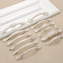 象牙白拉手门把手橱柜抽屉锌合金欧式现代简约单孔圆形精品加厚