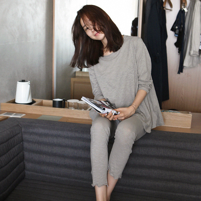 21 Modal Pajamas Women's Spring and Autumn Loose Pants Long-sleeved Modal Home Suit Can be Wearing Loose Elastic