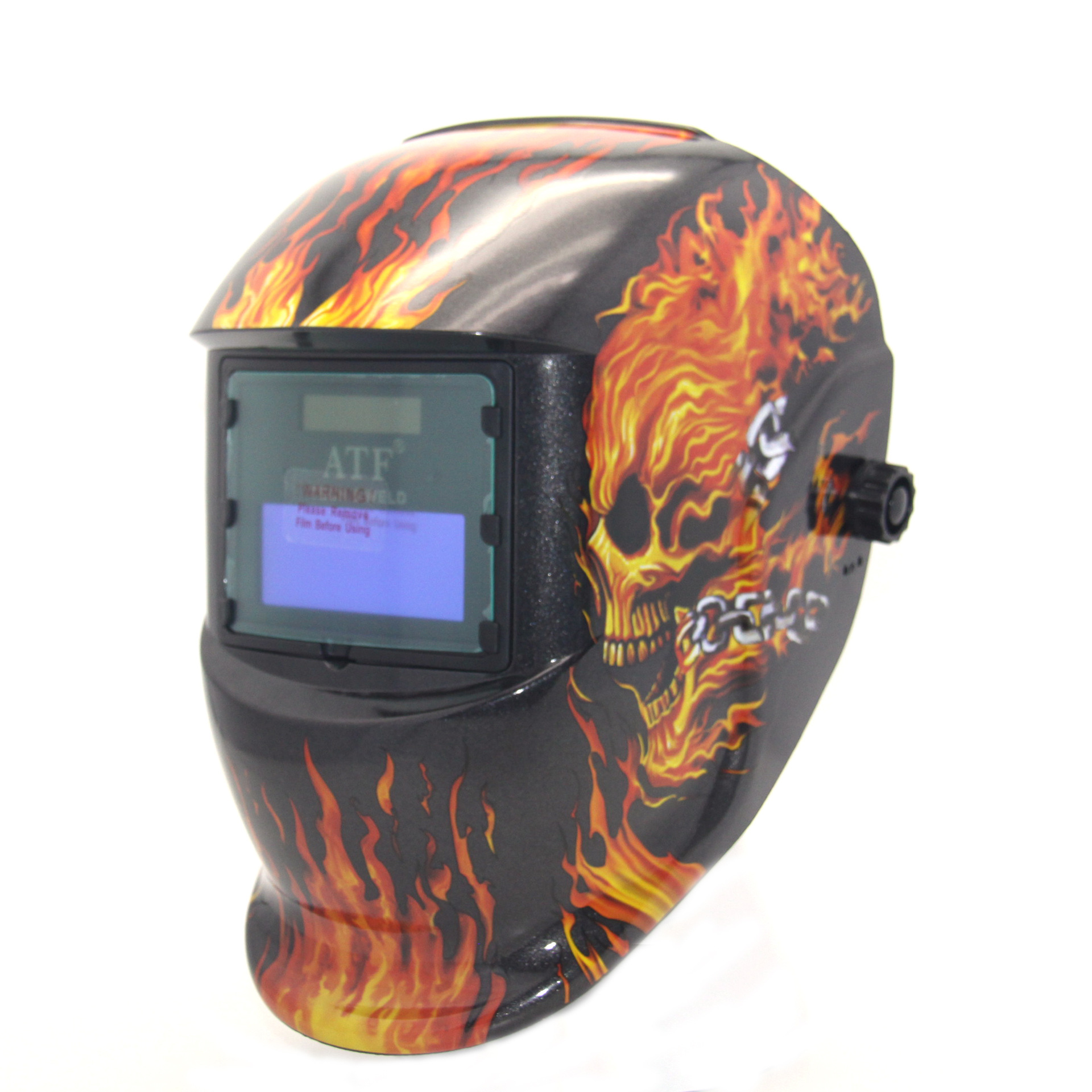 金属灰火焰骷髅安全防护自动变光焊接面罩焊工专用焊帽ROSE-350F