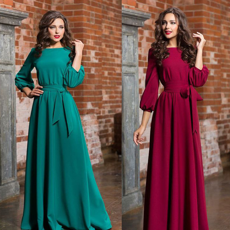 Cotton New dress AliExpress Amazon ebay Hot European and American Fashion Round Neck Women's Long Dress Cotton New dress AliExpress Amazon ebay Hot European and American Fashion Round Neck Women's Long Dress