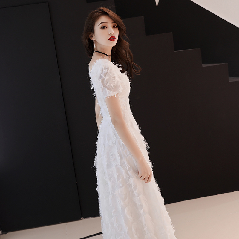 Vestido 2026, Nuevo Estilo, Elegante y Distinguido, Vestido de Noche Blanco para Presentadora de Pasarela, Vestido de Fiesta para Socialité, Estiliza la Figura image 3