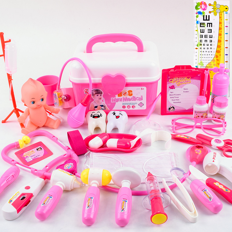 외래 의사 핑크 + 병 인형