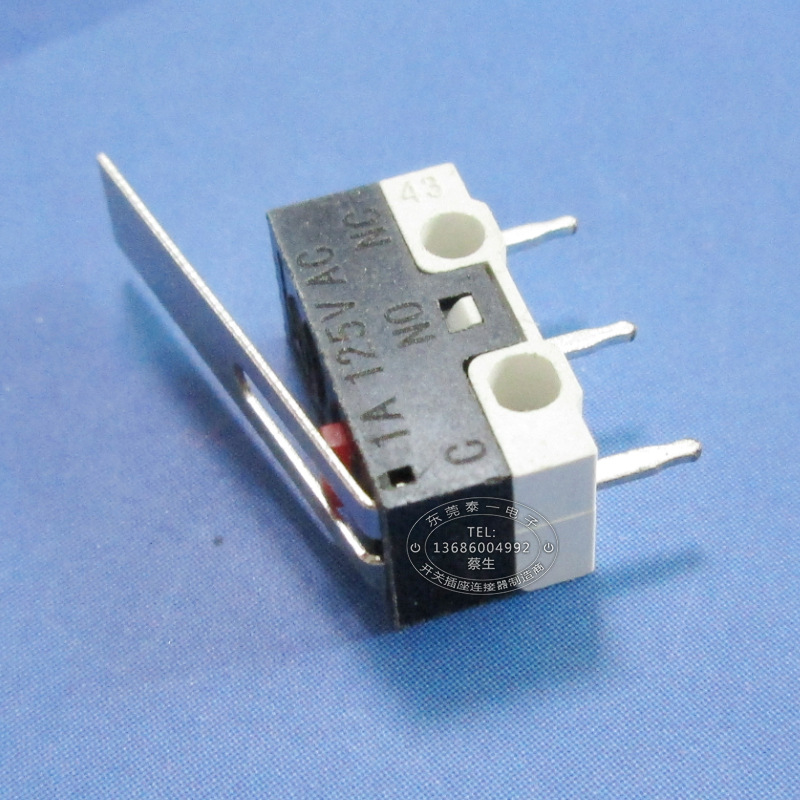 1A125V小型黑白行程开关不锈铁直柄长20MM耐温薄款微动开关KW11-D