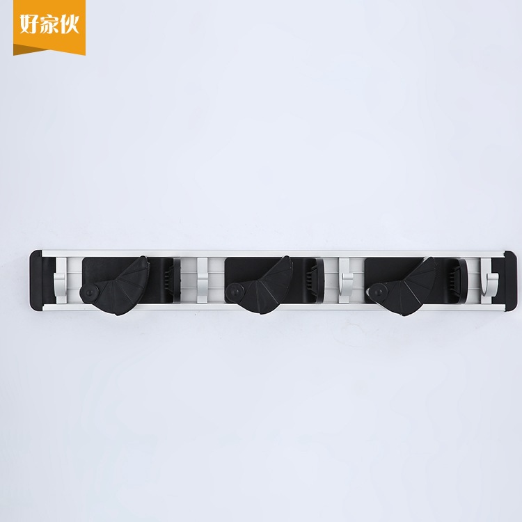 Rack mejorado espacio aluminio fregona rack escoba rack de almacenamiento rack fregona clip de cocina gancho de almacenamiento