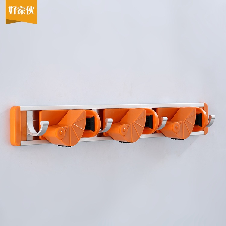 Rack mejorado espacio aluminio fregona rack escoba rack de almacenamiento rack fregona clip de cocina gancho de almacenamiento