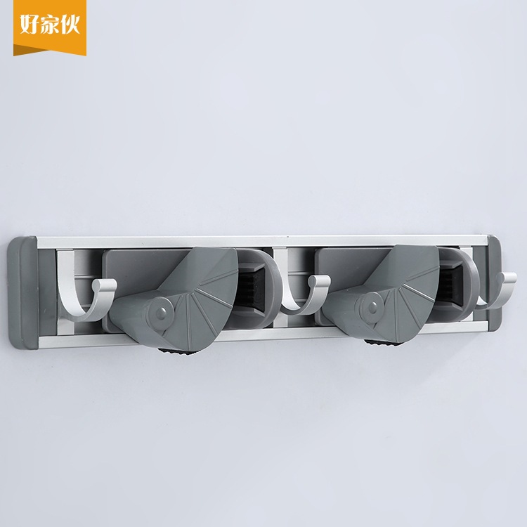 Rack mejorado espacio aluminio fregona rack escoba rack de almacenamiento rack fregona clip de cocina gancho de almacenamiento