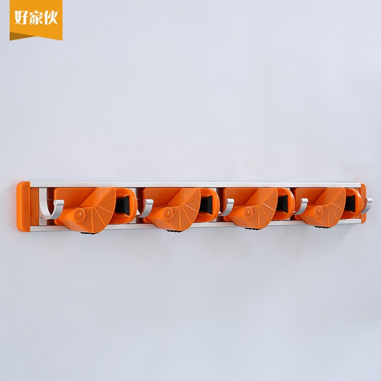 Rack mejorado espacio aluminio fregona rack escoba rack de almacenamiento rack fregona clip de cocina gancho de almacenamiento