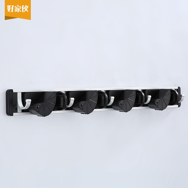 Rack mejorado espacio aluminio fregona rack escoba rack de almacenamiento rack fregona clip de cocina gancho de almacenamiento