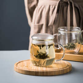 厂家批发耐热玻璃杯办公室泡茶杯 高硼硅花茶杯量大从优