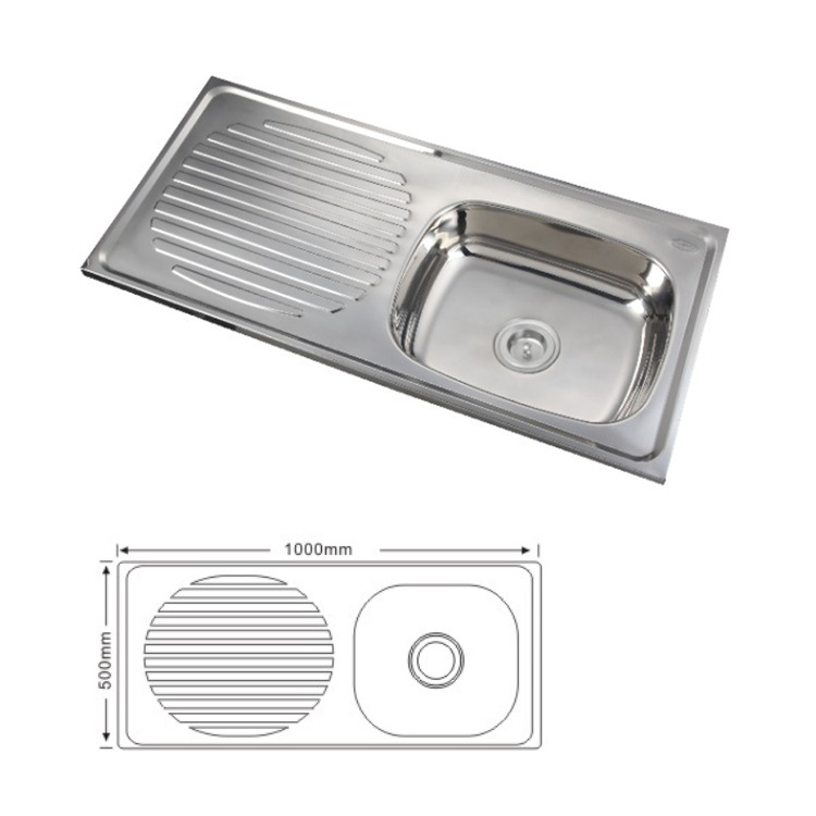Exportado a fregadero de América del Sur, fregadero individual de cocina, fregadero de verduras hecho a mano de acero inoxidable 304, lavabo de verduras al por mayor