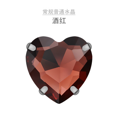 Amor garra diamante cosido a mano diamante con agujero diamante melocotón corazón cristal diamante DIY ropa collar hecho a mano material al por mayor