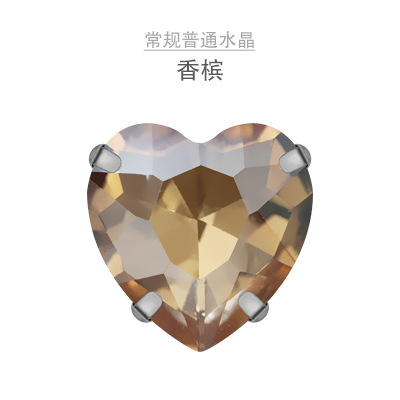 Amor garra diamante cosido a mano diamante con agujero diamante melocotón corazón cristal diamante DIY ropa collar hecho a mano material al por mayor