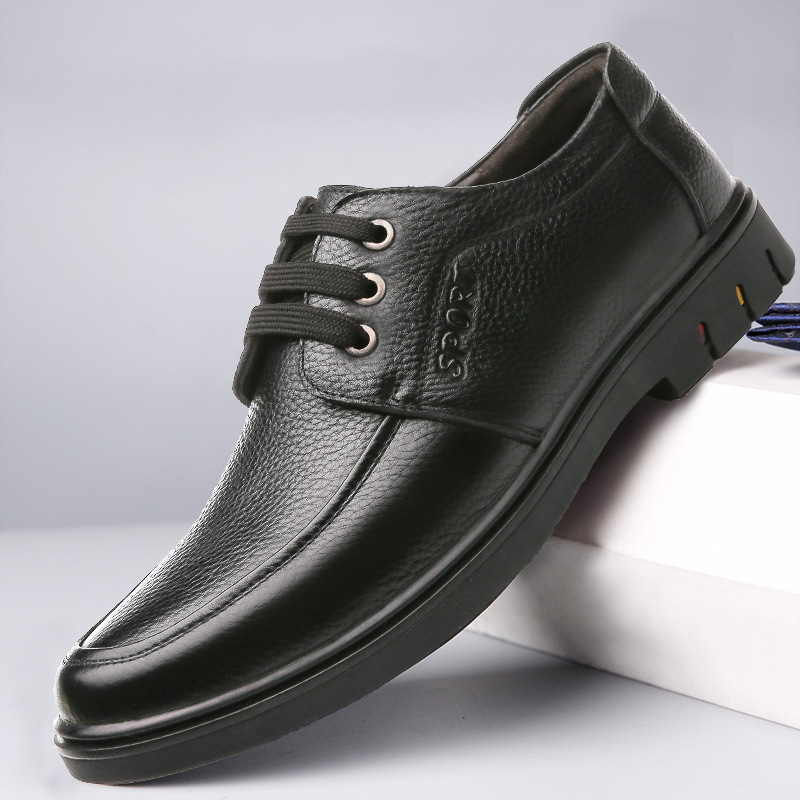 真皮中老年男鞋爸爸鞋男士商务休闲皮鞋软皮软底防滑鞋子休闲百搭
