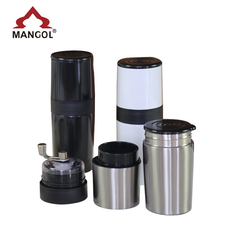 Creative double-layer stainless steel strainer ceramic heart grinding coffee bean grinder vacuum stainless steel coffee grinder wholesale