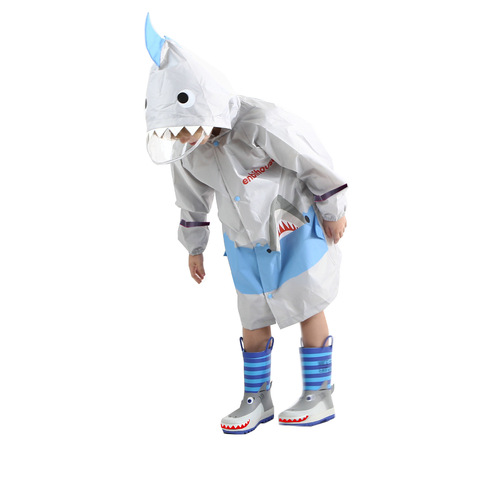 enbihouse original design ins style shark poncho for boys and girls 3D three-dimensional shape light children's raincoat