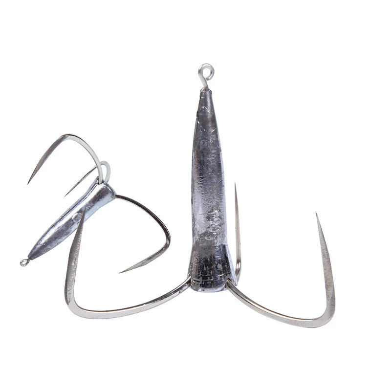 Knife tip long -sized anchor hook triangular anchor fish hook with leading winter ice fishing sharp three anchor hooks, three -claws, fish hooks