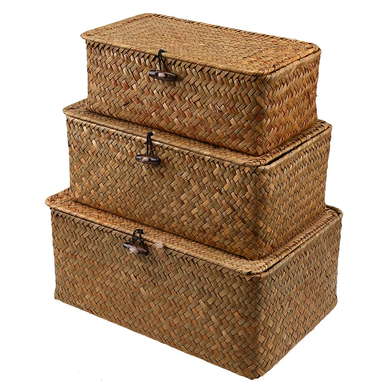 Straw woven storage box, gift box