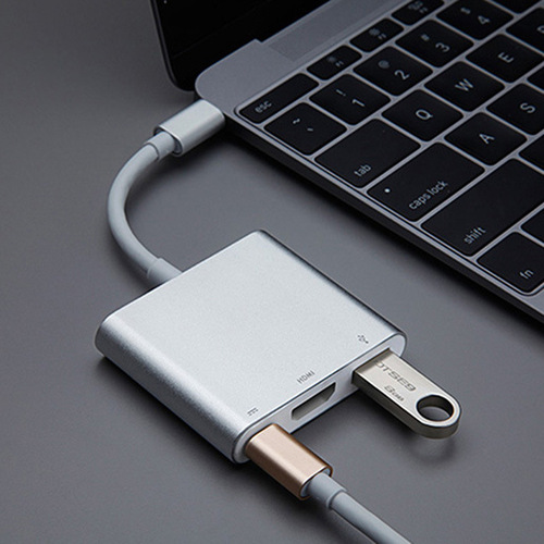 4K Aluminum Shell 3-in-1 Mobile Phone Screen Projection Line USB3.1 Multi-functional Expansion Dock Type-C to HDMI Adapter Cable 