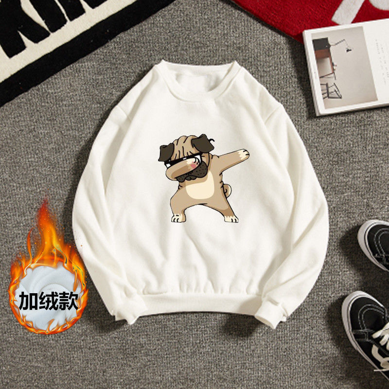 Plush Spring & Fall Men's Student Pullover Sweatshirt Youth Long-Sleeved Fashionable Casual Bottoming Shirt Large Size Jacket Top