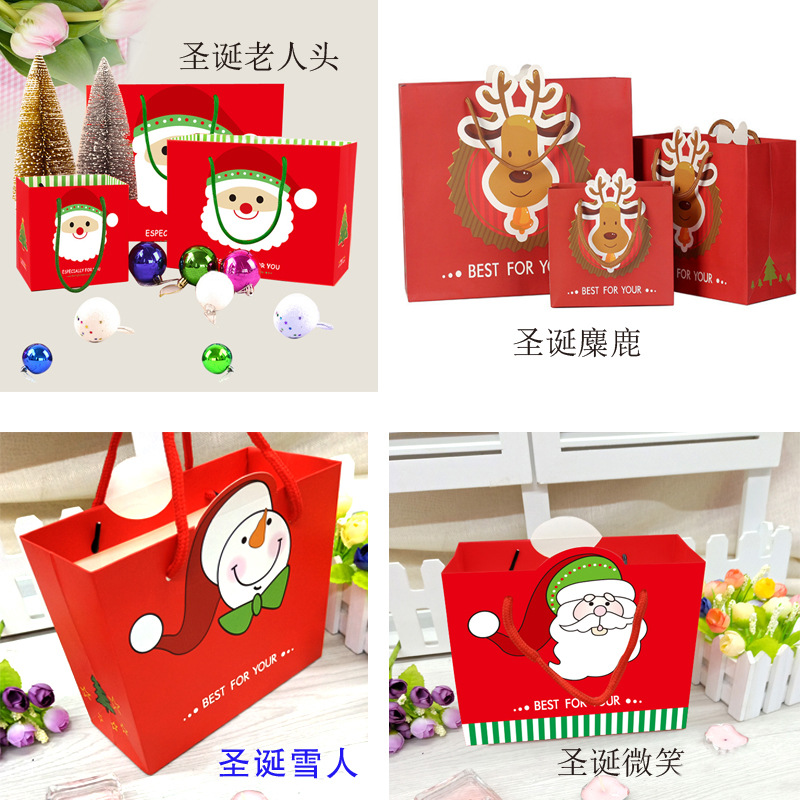 Feliz anciano bolsa de regalo de Navidad bolsa de papel ins estilo bolsa de regalo linda tienda de ropa bolso al por mayor