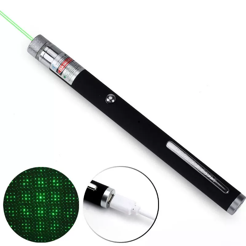 USB充电绿光笔满天星镭射笔绿激光手电可充电教鞭售楼指示笔批发